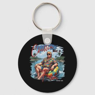 President Donald Trump Chillin Like A Felon Summer Keychain