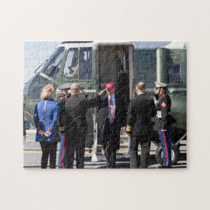 President Donald Trump Exits Marine One Jigsaw Puzzle