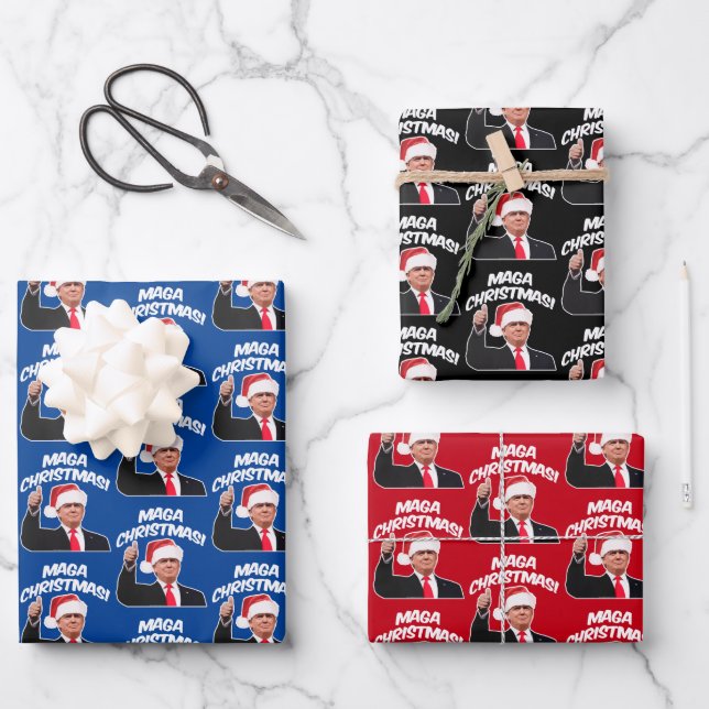 President Donald Trump Fun Christmas Wrapping Paper Sheet (Front)