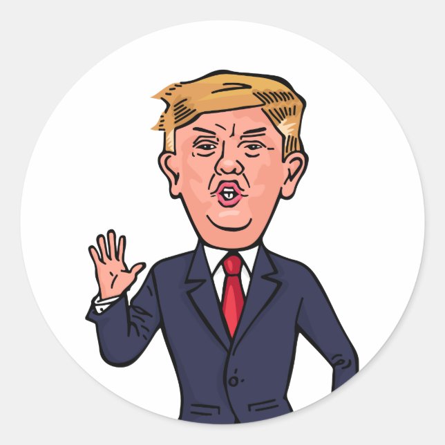 President Donald Trump Funny Speech Cartoon USA Classic Round Sticker (Front)