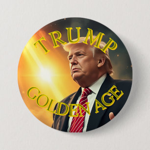 PRESIDENT DONALD TRUMP GOLDEN AGE 3 INCH ROUND BUTTON