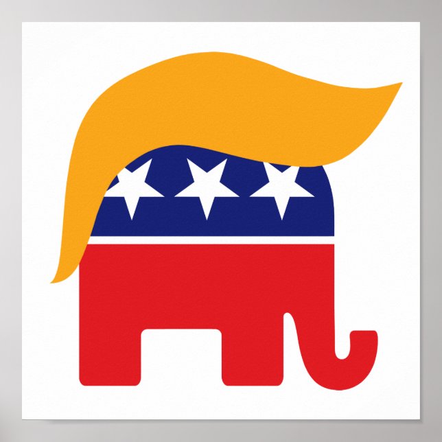President Donald Trump GOP Elephant Hair Logo Poster (Front)