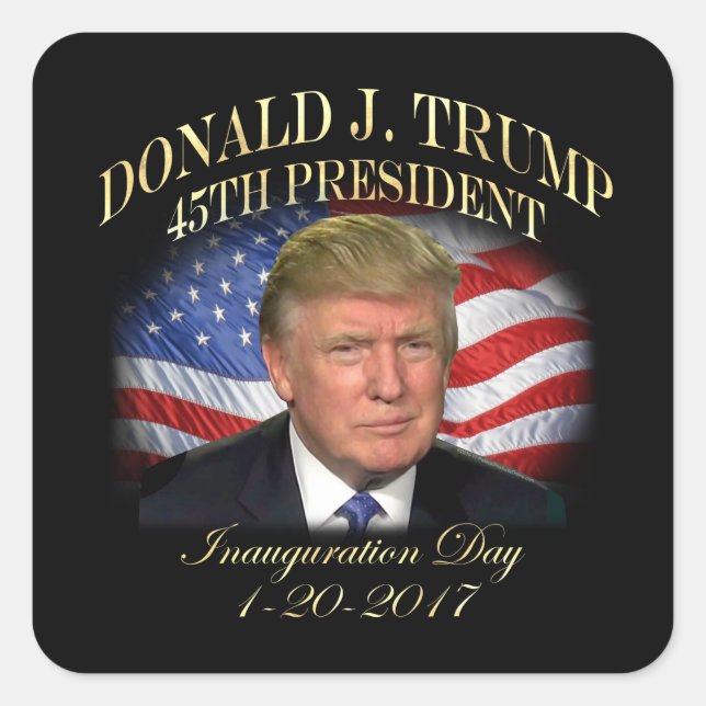 President Donald Trump Inauguration Commemorative Square Sticker (Front)