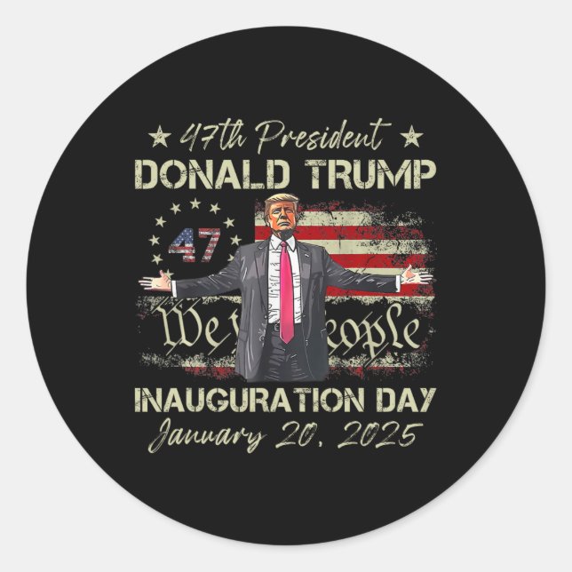 President Donald Trump Inauguration Day 2025 Ameri Classic Round Sticker (Front)