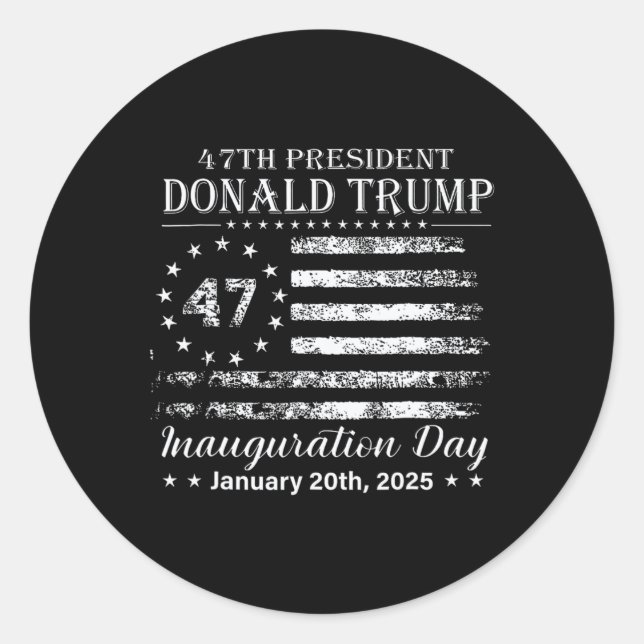 President Donald Trump Inauguration Day 2025 Ameri Classic Round Sticker (Front)