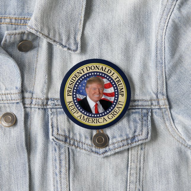 President Donald Trump Keep America Great 3 Inch Round Button (In Situ)