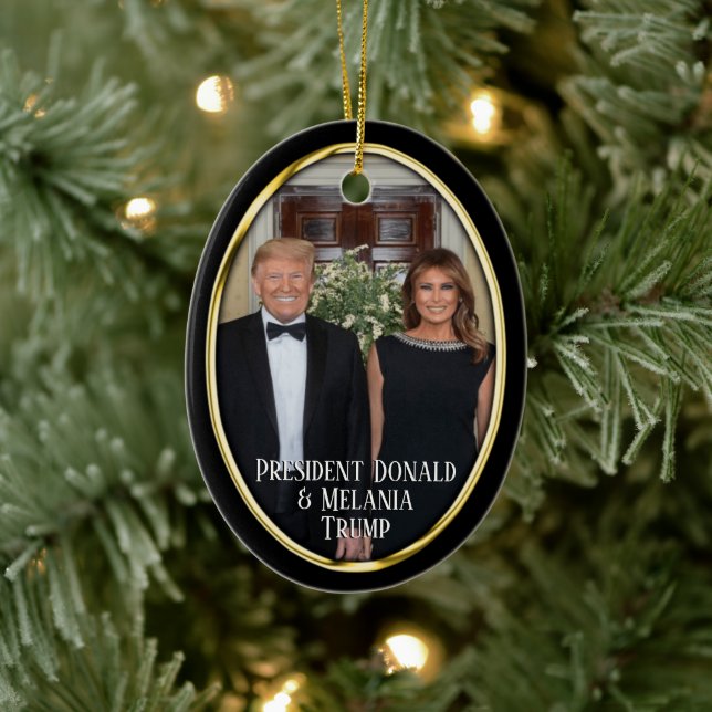 President Donald Trump & Melania Christmas Ceramic Ornament (Tree)