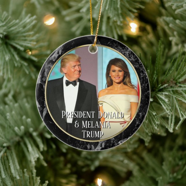 President Donald Trump & Melania Eleganat Photo Ceramic Ornament (Tree)