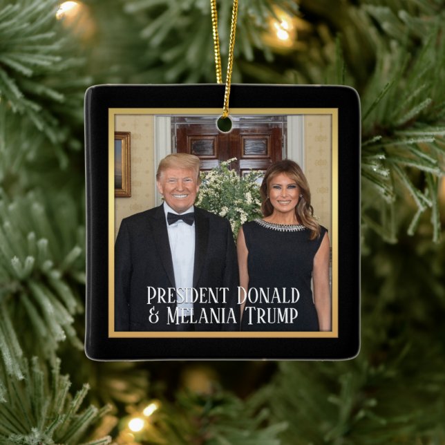 President Donald Trump & Melania Elegant Ceramic Ornament (Tree)