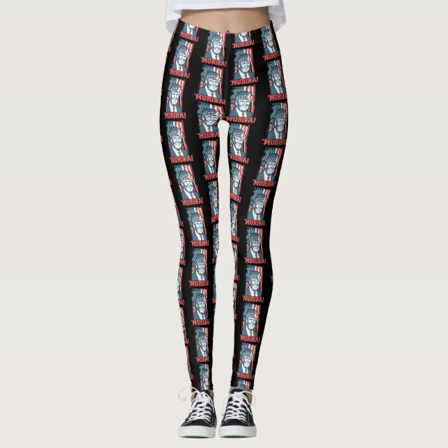 President Donald Trump Murica Patriotic Leggings (Front)