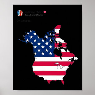 President Donald Trump Oh Canada Usa American Flag Poster
