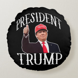 President Donald Trump Red Hat Thumbs Up Round Pillow