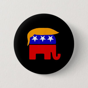 President Donald Trump Republican Elephant Hair 2 Inch Round Button