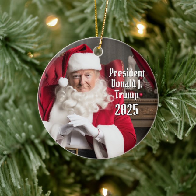 President Donald Trump Santa Claus Christmas 2024 Ceramic Ornament (Tree)