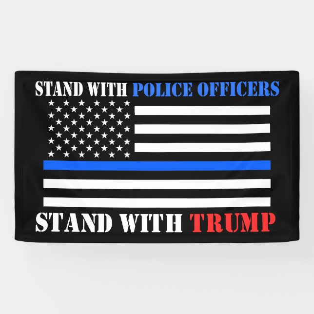 President Donald Trump Stand with Police Officers  Banner (Horizontal)