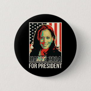 President Election Harris 2024 For President 2 Inch Round Button