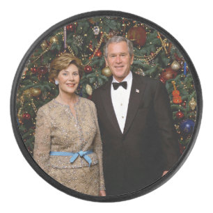President George Bush, Laura Christmas White House Hockey Puck