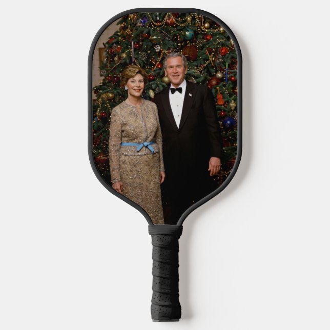 President George Bush, Laura Christmas White House Pickleball Paddle (Front)