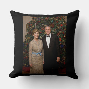 President George Bush, Laura Christmas White House Throw Pillow