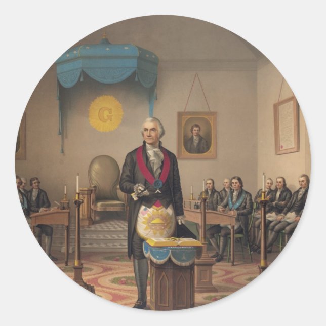 President George Washington as a Master Mason Classic Round Sticker (Front)