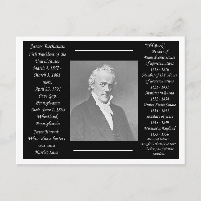 President James Buchanan Postcard (Front)