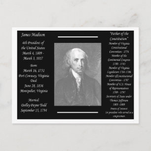 President James Madison Postcard