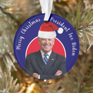 President Joe Biden and Santa Hat  Ornament