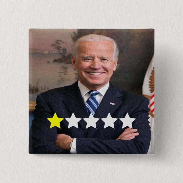 President Joe Biden Approval Rating 2 Inch Square Button (Front)