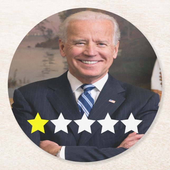 President Joe Biden Approval Rating Round Paper Coaster (Front)