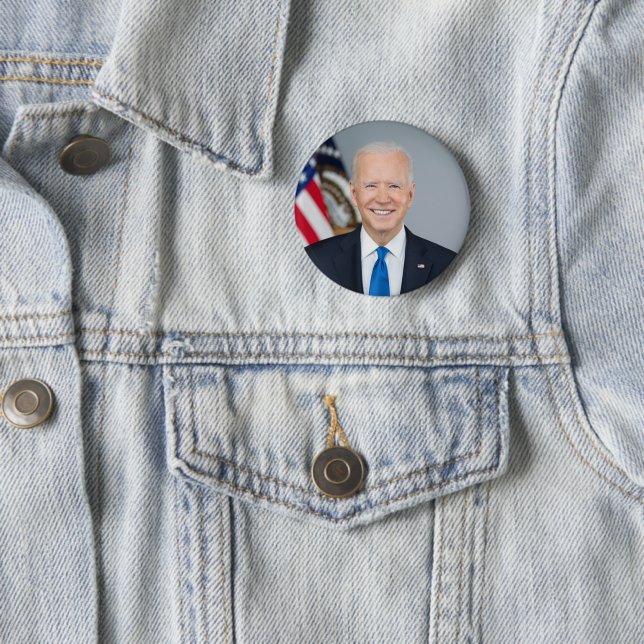 President Joe Biden Official  2021 Portrait 2 Inch Round Button (In Situ)
