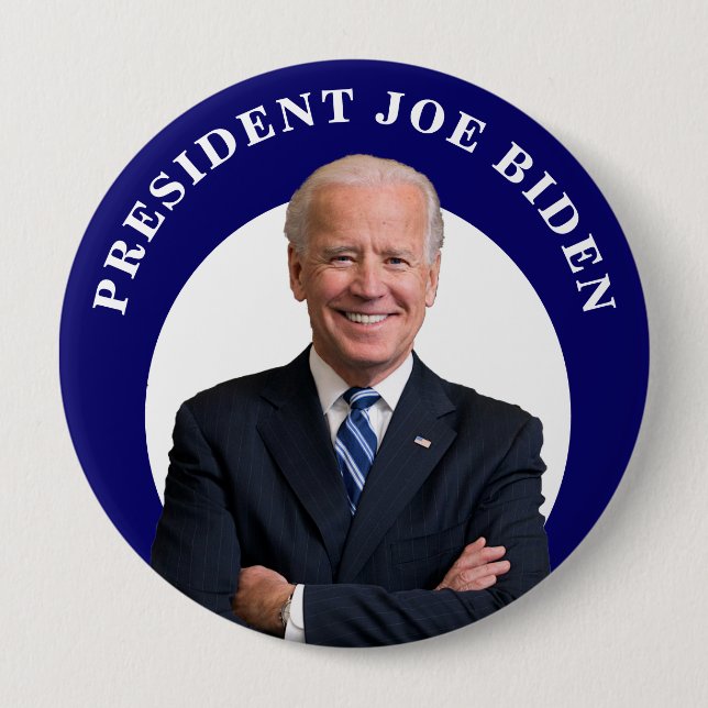 President Joe Biden Portrait 4 Inch Round Button (Front)