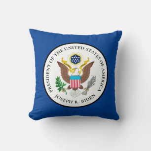 President Joe Biden & Presidential Seal Throw Pillow