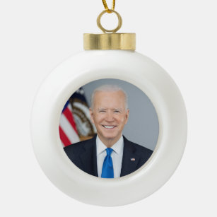 President Joe Biden White House Portrait   Ceramic Ball Christmas Ornament