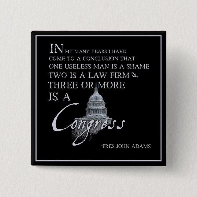 President John Adams on Congress 2 Inch Square Button (Front)