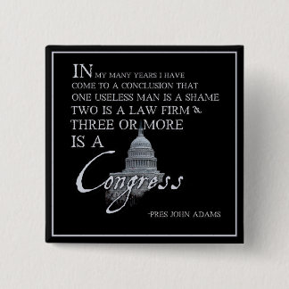 President John Adams on Congress 2 Inch Square Button