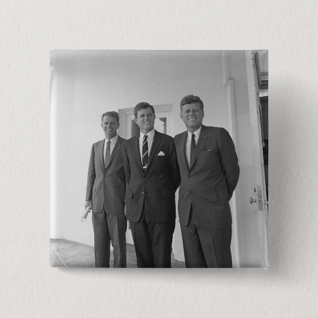 President John Kennedy & Brothers American Camelot 2 Inch Square Button (Front)