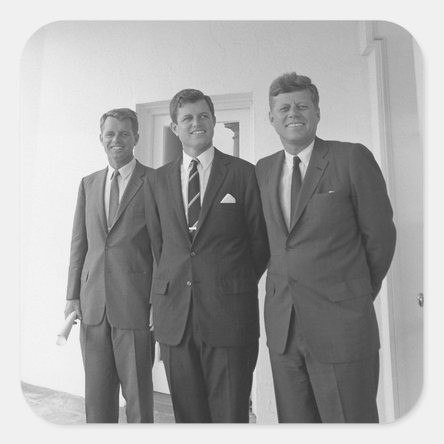 President John Kennedy & Brothers American Camelot Square Sticker (Front)