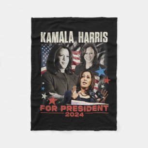 President Kamala Harris We're Not Going Back 2024 Fleece Blanket