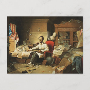 President Lincoln Writing Proclamation of Freedom Postcard