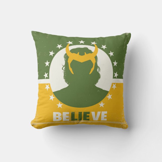 President Loki "Believe" Poster Throw Pillow (Front)