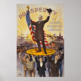 President McKinley standing on a giant coin Poster