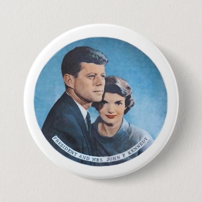President & Mrs. John F. Kennedy 3 Inch Round Button (Front)