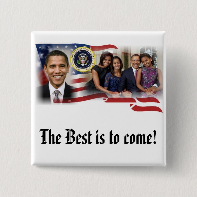 President Obama 2012 Re-election 2 Inch Square Button (Front)