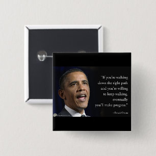 President Obama And "Make Progress" Quote 2 Inch Square Button