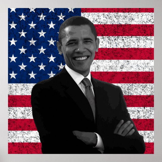 President Obama and The American Flag Poster (Front)