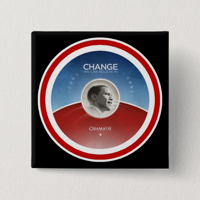 President Obama CHANGE 2 Inch Square Button (Front)