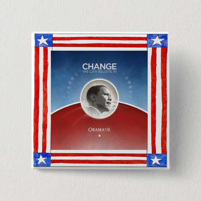 PRESIDENT OBAMA Inauguration Commemorative 2 Inch Square Button (Front)
