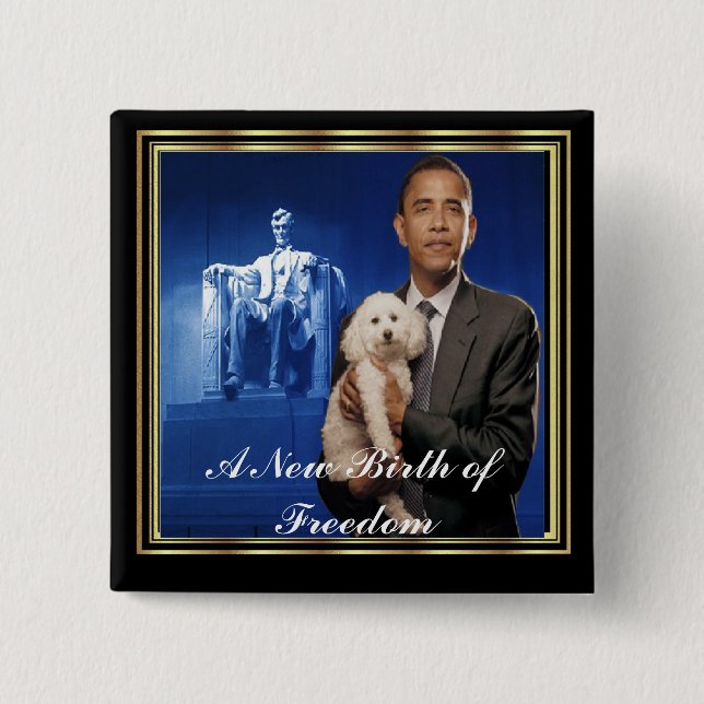 PRESIDENT OBAMA Inauguration Commemorative 2 Inch Square Button (Front)