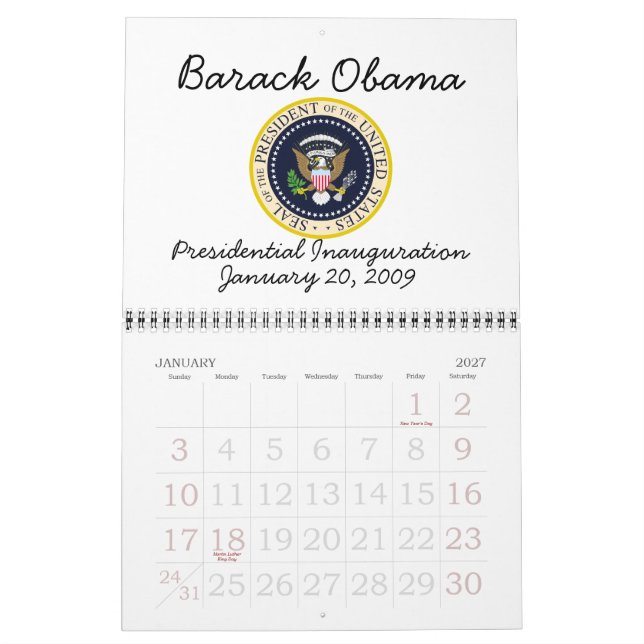 PRESIDENT OBAMA Inauguration Commemorative Calendar (Jan 2027)