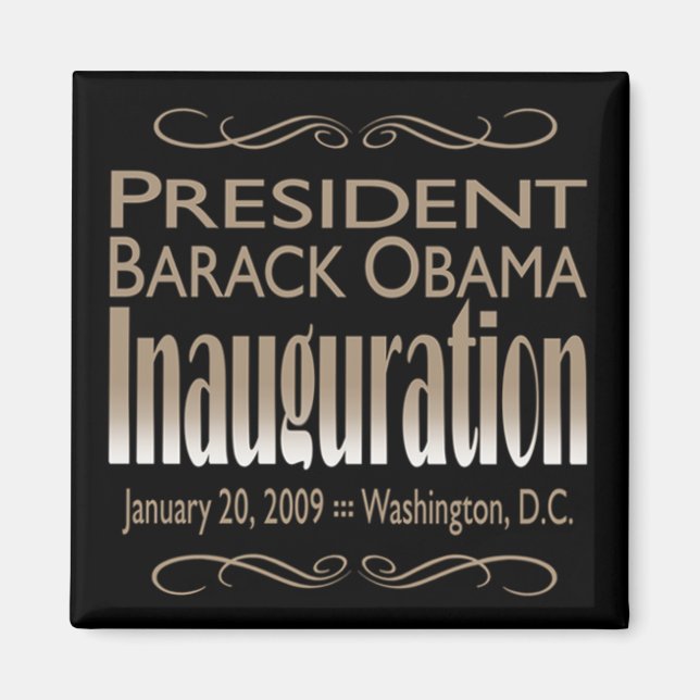 President Obama Inauguration Magnet (black) (Front)
